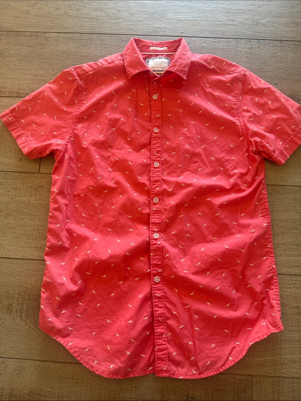 Cactus Man Ricky Singh Short Sleeve Button-Down Shirt in Coral White